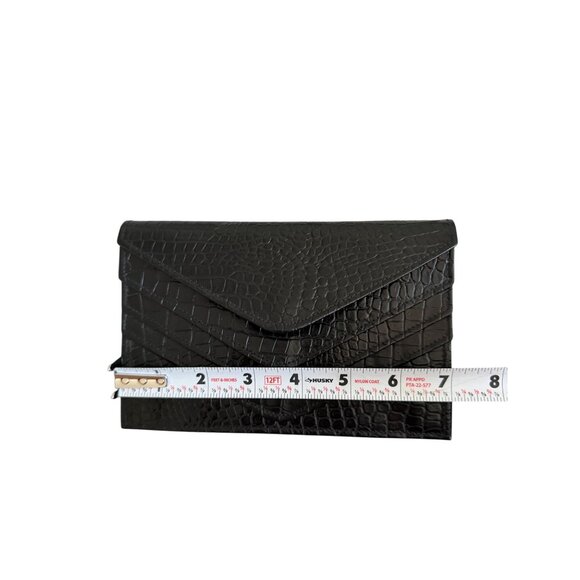 ARTBAG Black Croc Embossed Leather Snap Wallet - Picture 3 of 9